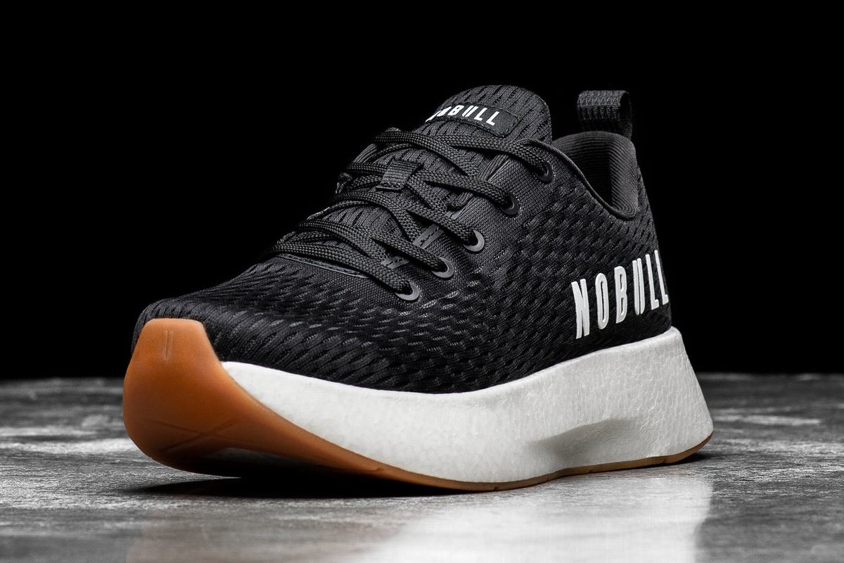 Nobull Runner+ Women's Running Shoes Black White | Australia (YZ9873)